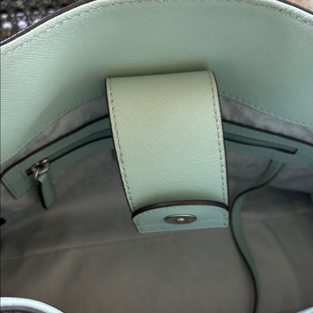 Michael Kors Mint Green Leather Satchel with Silver Hardware - Picture 7 of 12